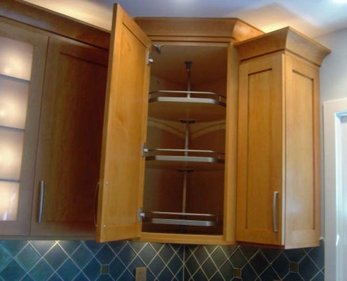 Traditional stained kitchen cabinet accessories